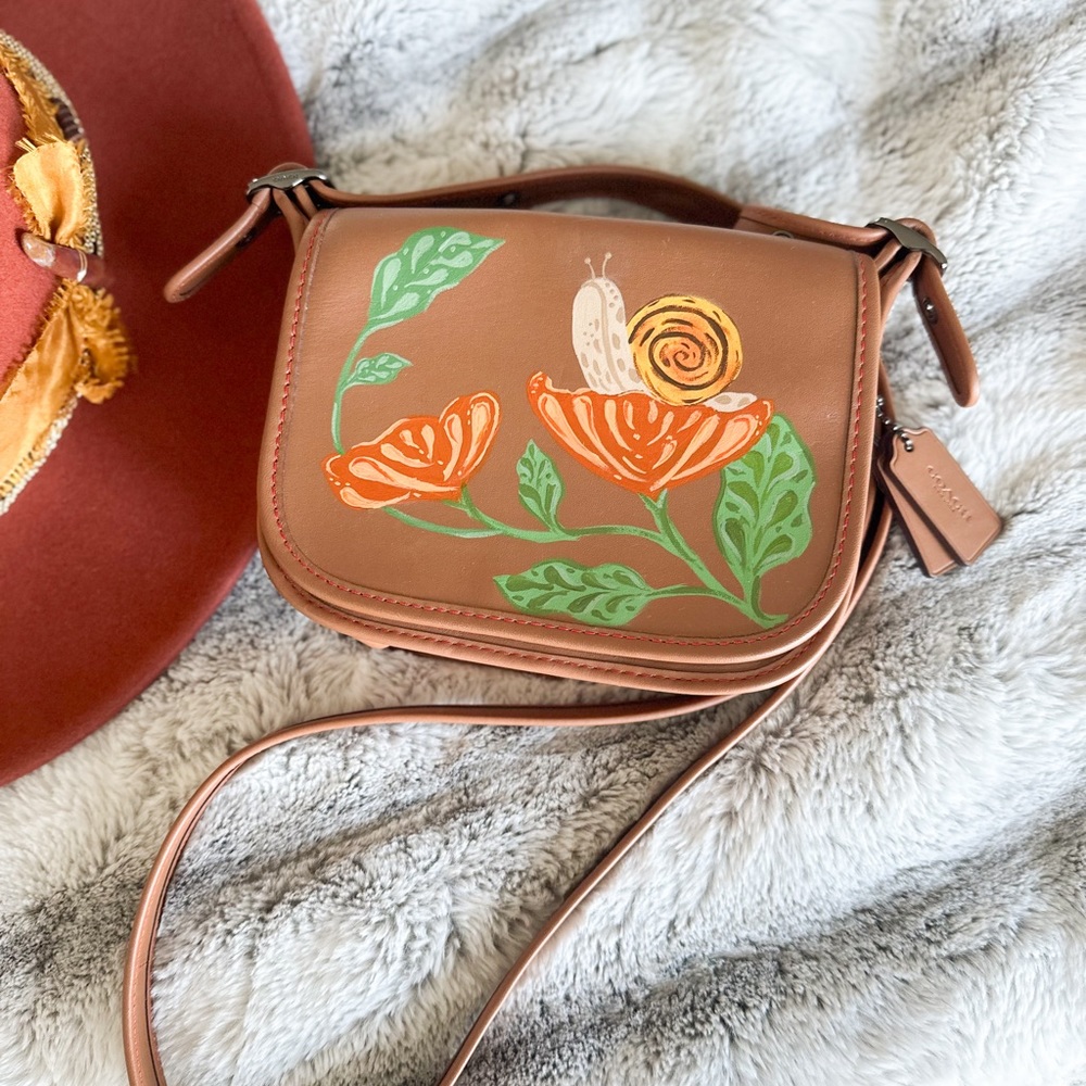 Custom painted Coach saddle bag